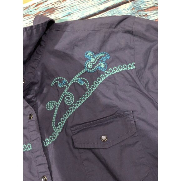 ADIKTD shirt womens size 2X blue long sleeve Button Front RLS - Picture 4 of 6